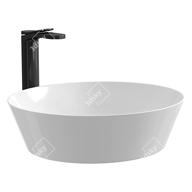 Glossy White REA Saga Washbasin 3D model image 2