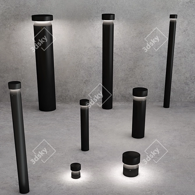 Modern LED Bollard Light Fixture 3D model image 3