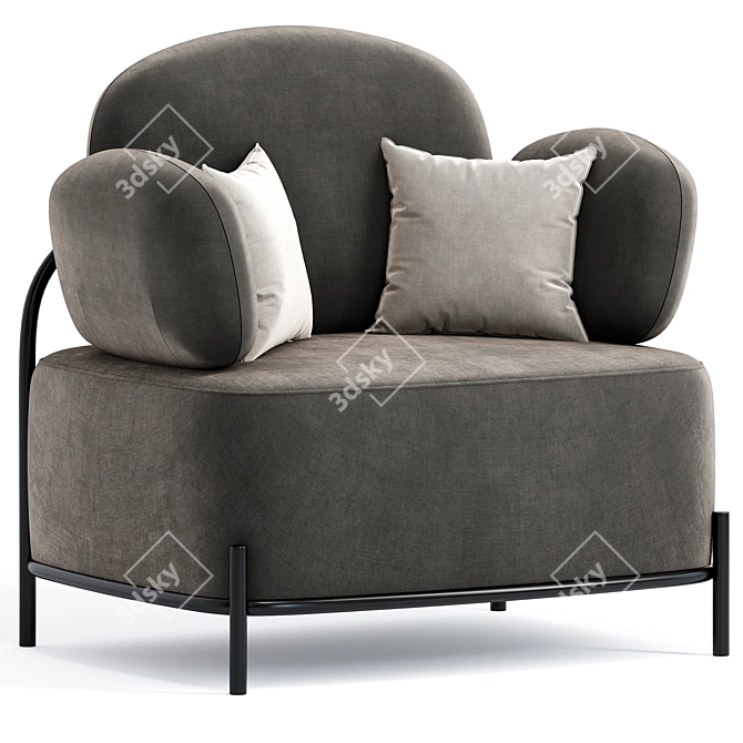 Modern Gray Wing Sofa Chair 3D model image 2