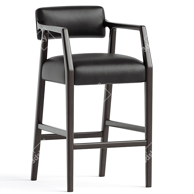 Luxury Belden Leather Barstool 3D model image 1