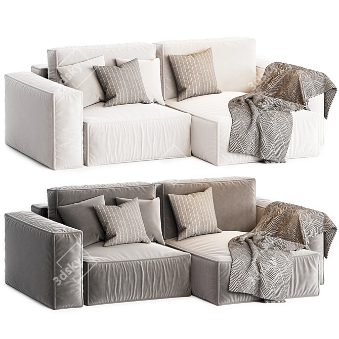 Modern Gray Corner Sofa Set 3D model image 1