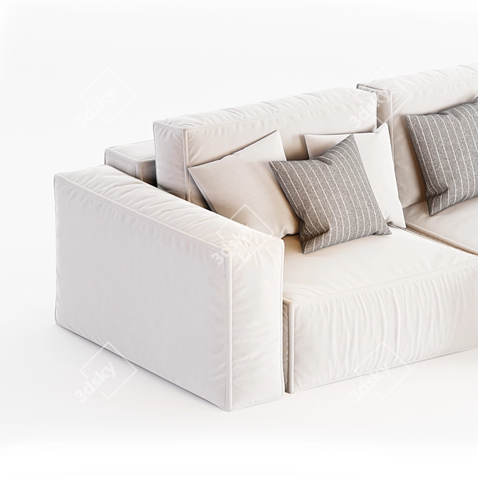 Modern Gray Corner Sofa Set 3D model image 3