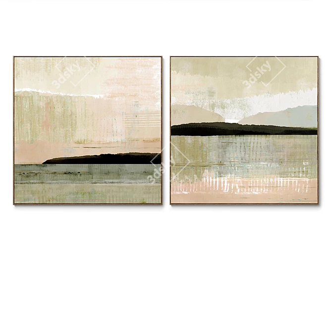 Abstract Canvas Art Frames Set 3D model image 3