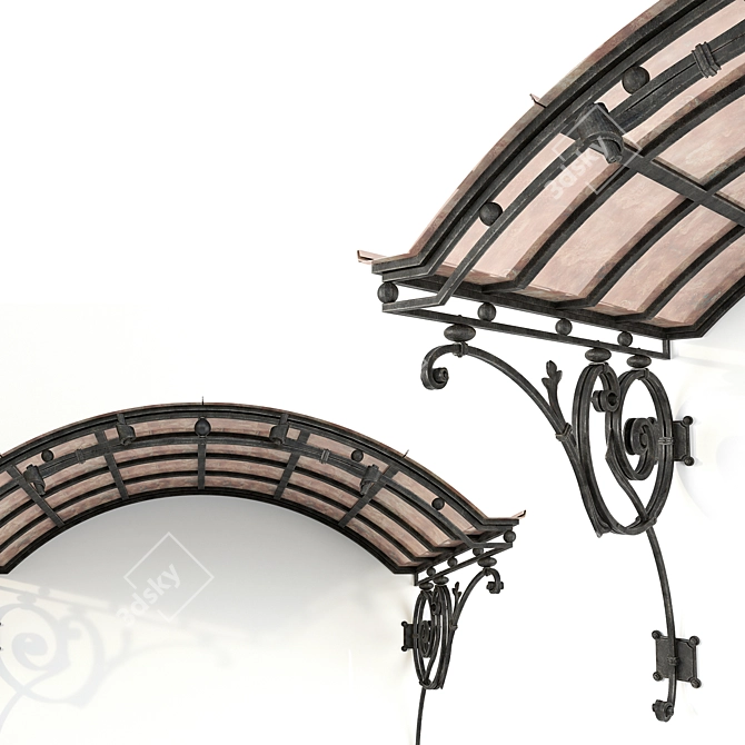 Classic Style Wrought Iron Canopy 3D model image 3