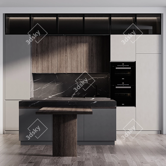 Modern Island Kitchen with Miele Appliances 3D model image 2