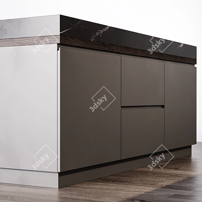 Modern Island Kitchen with Miele Appliances 3D model image 5