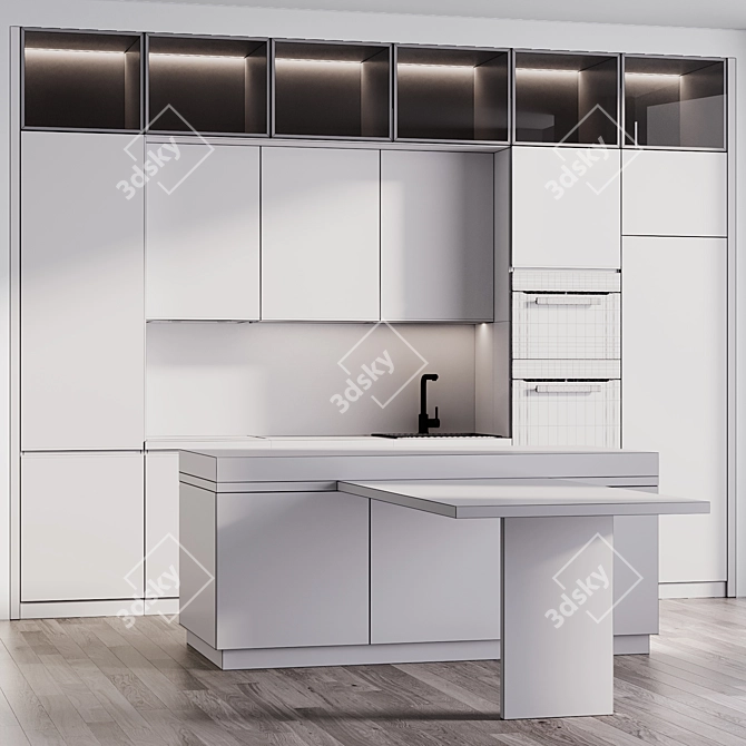 Modern Island Kitchen with Miele Appliances 3D model image 6