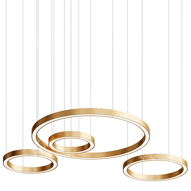 Henge HORIZONTAL Light Rings Pendant 3D model image 1