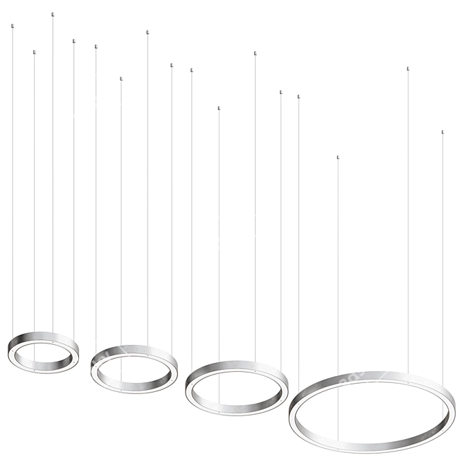 Henge HORIZONTAL Light Rings Pendant 3D model image 5