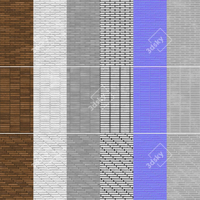 Seamless Brick Texture Set 3D model image 5