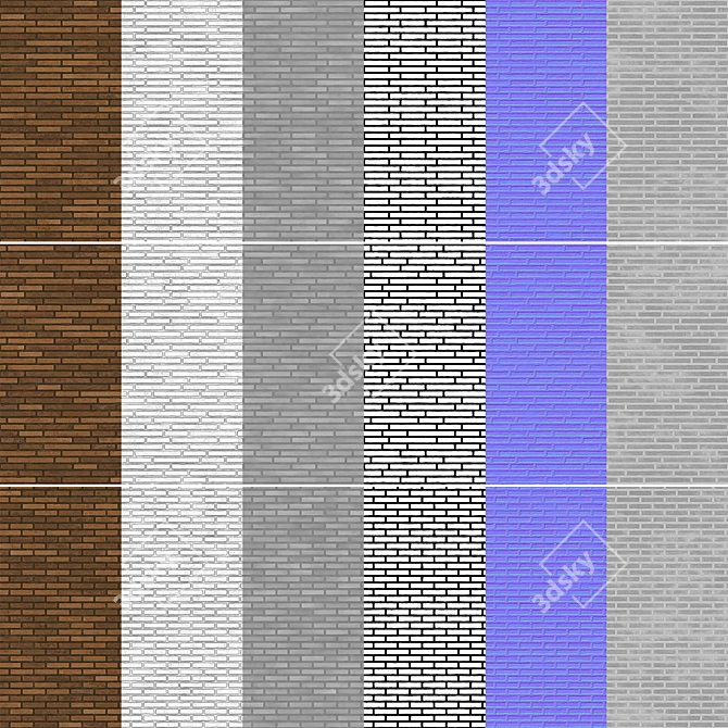 Seamless Brick Texture Set 3D model image 6