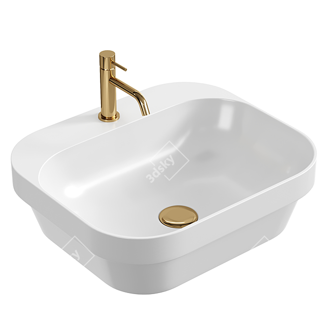 Glans White Marika Vessel Sink 3D model image 1