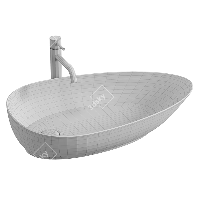 Gloss White Greta Countertop Basin 3D model image 3