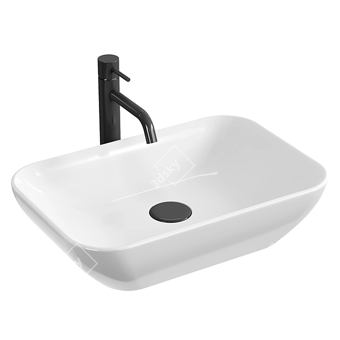 Glossy White Washbasin Sink - 50 x 33.5 cm 3D model image 1