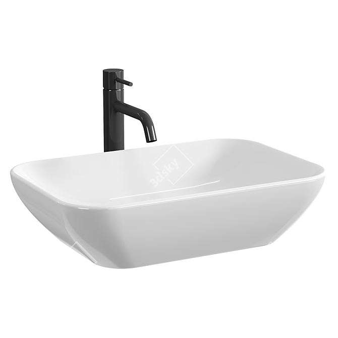 Glossy White Washbasin Sink - 50 x 33.5 cm 3D model image 2