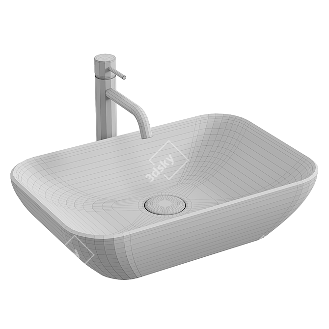 Glossy White Washbasin Sink - 50 x 33.5 cm 3D model image 3