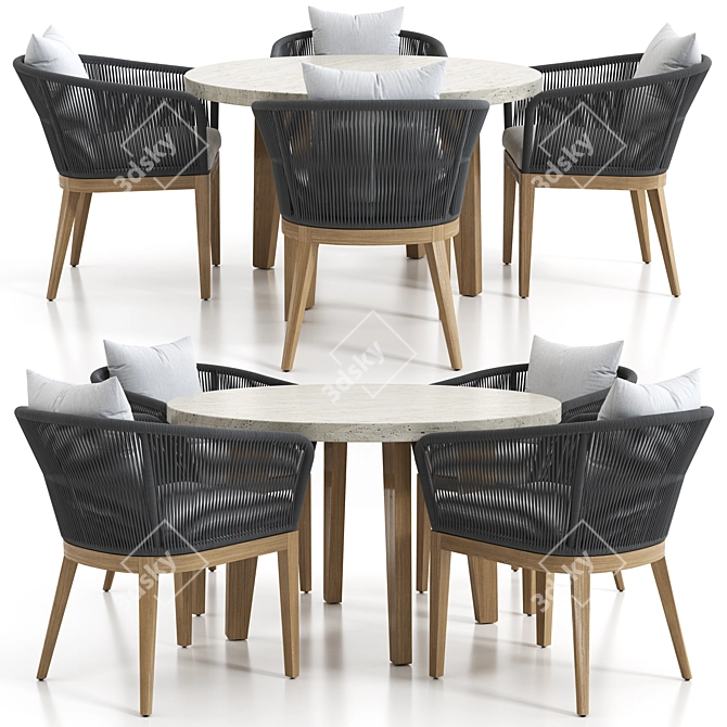 Elegant Avalon Dining Set 3D model image 2