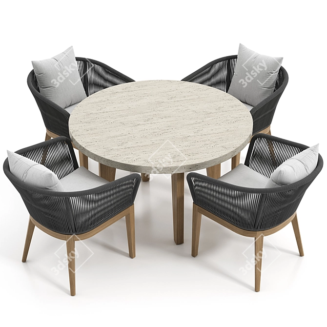 Elegant Avalon Dining Set 3D model image 5