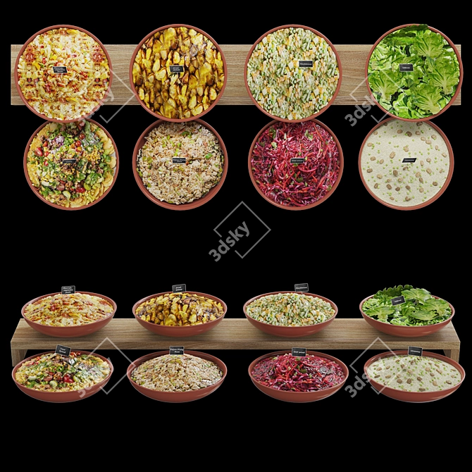 Varied Salad Bar Assortment 3D model image 1