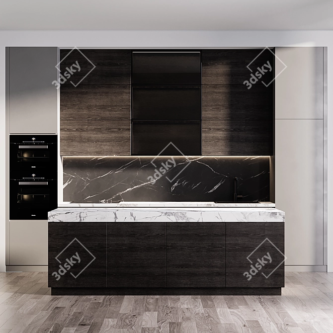 Modern Kitchen Island with Miele Appliances 3D model image 3