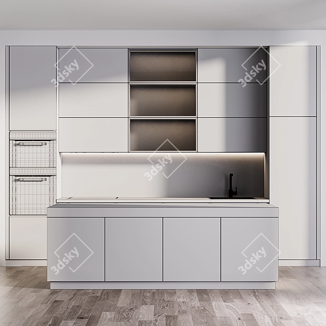 Modern Kitchen Island with Miele Appliances 3D model image 6