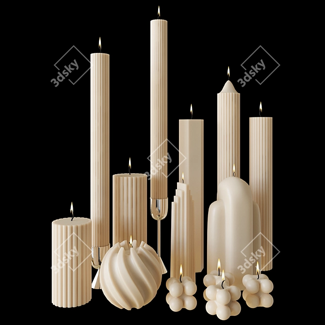 Flickering Flame Candle Set 3D model image 1