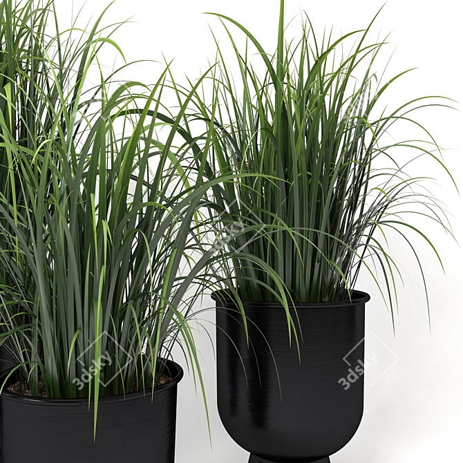 Modern Black Planter Set 3D model image 3