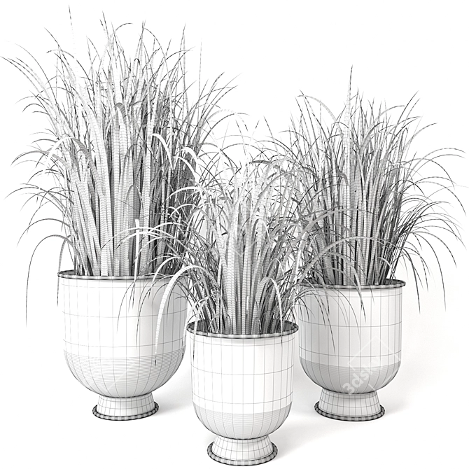 Modern Black Planter Set 3D model image 5