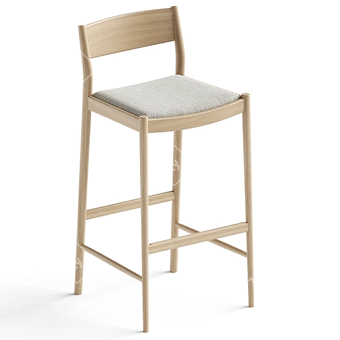 Modern Minimalist Bar Stool 3D model image 2