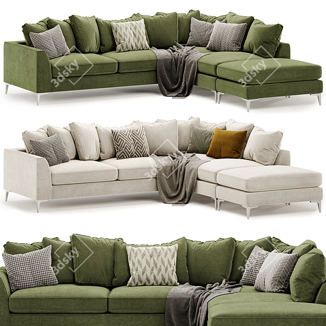 Stylish Cleveland Corner Sofa - Multicolor 3D model image 1