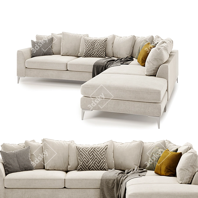 Stylish Cleveland Corner Sofa - Multicolor 3D model image 2