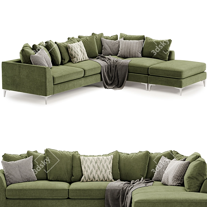 Stylish Cleveland Corner Sofa - Multicolor 3D model image 3