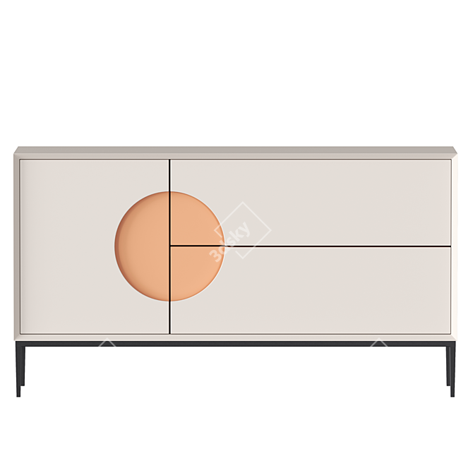 Modern White Orange Sideboard 3D model image 2