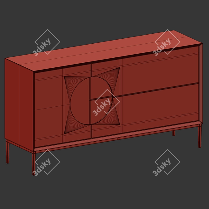 Modern White Orange Sideboard 3D model image 4