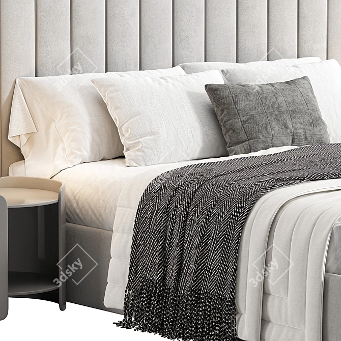 Sleek King Bed Furniture Frame 3D model image 4