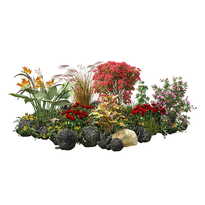 Blooming Garden Cluster 3D model image 1