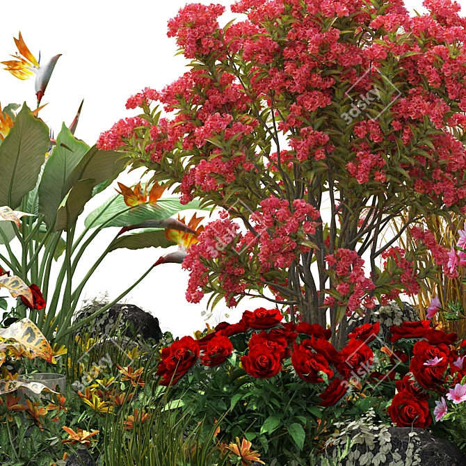 Blooming Garden Cluster 3D model image 2