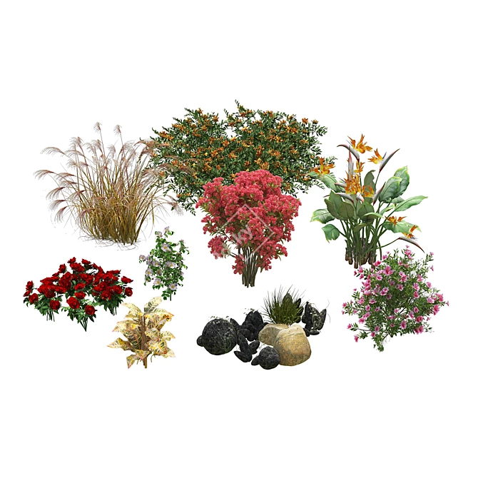 Blooming Garden Cluster 3D model image 3