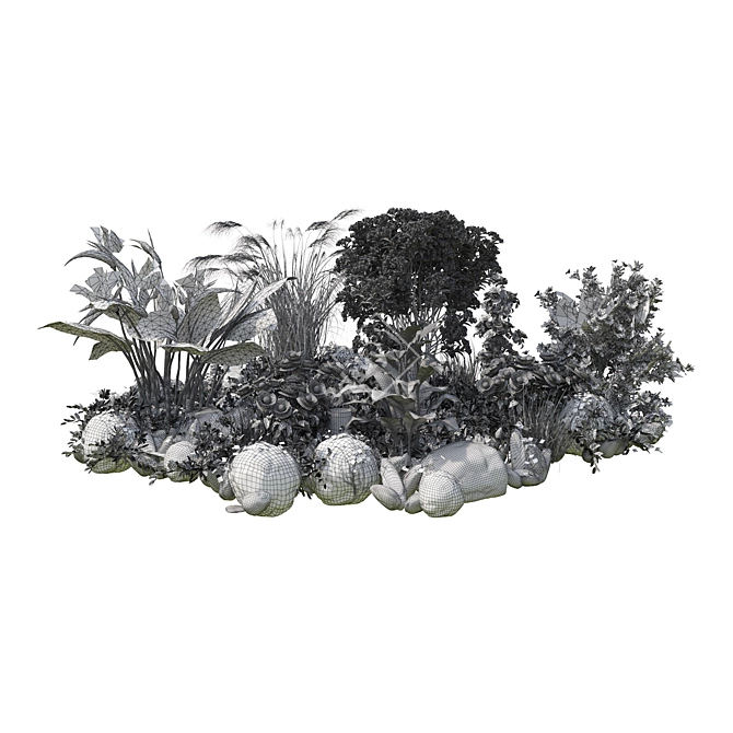 Blooming Garden Cluster 3D model image 4