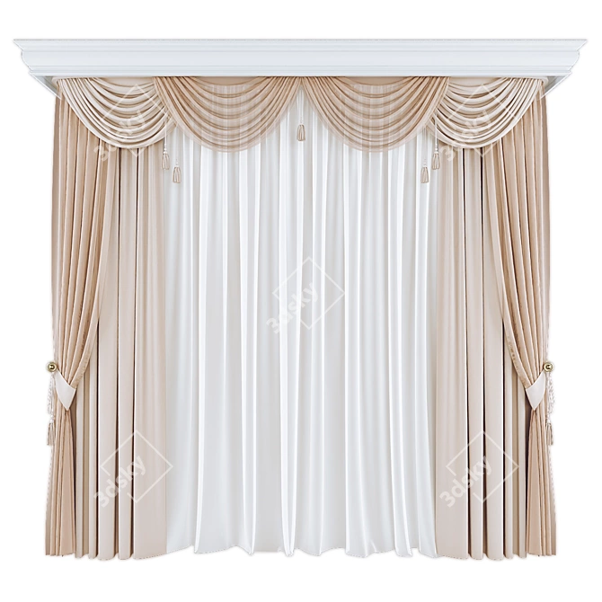 Plush Velvet Curtains Set 3D model image 1