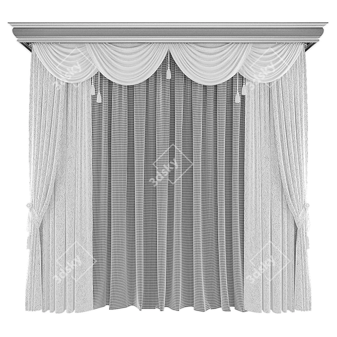 Plush Velvet Curtains Set 3D model image 2