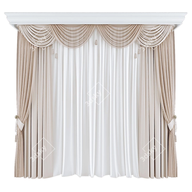 Plush Velvet Curtains Set 3D model image 3