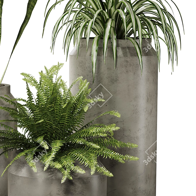 Modern Ceramic Green Plant Trio 3D model image 4