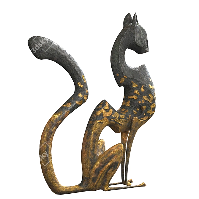 Metal Cat Figurine Home Decor 3D model image 2