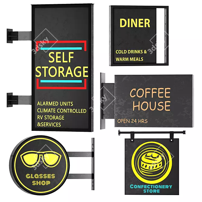 Customizable 3D Sign Set 3D model image 6