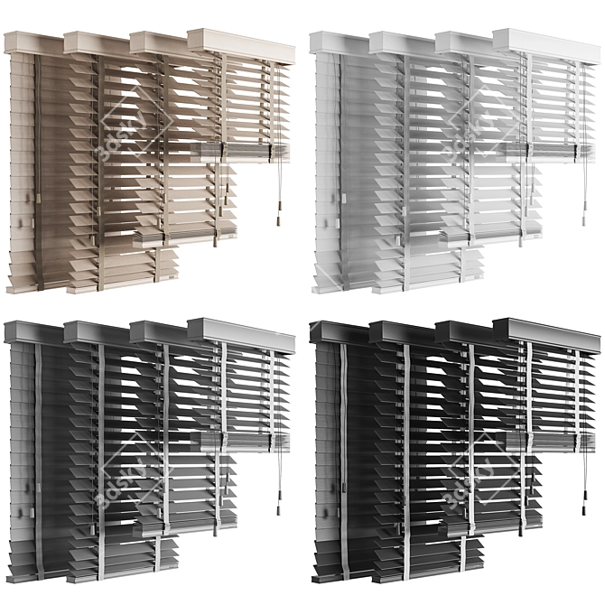 Rotating Wooden Venetian Blinds Kit 3D model image 3