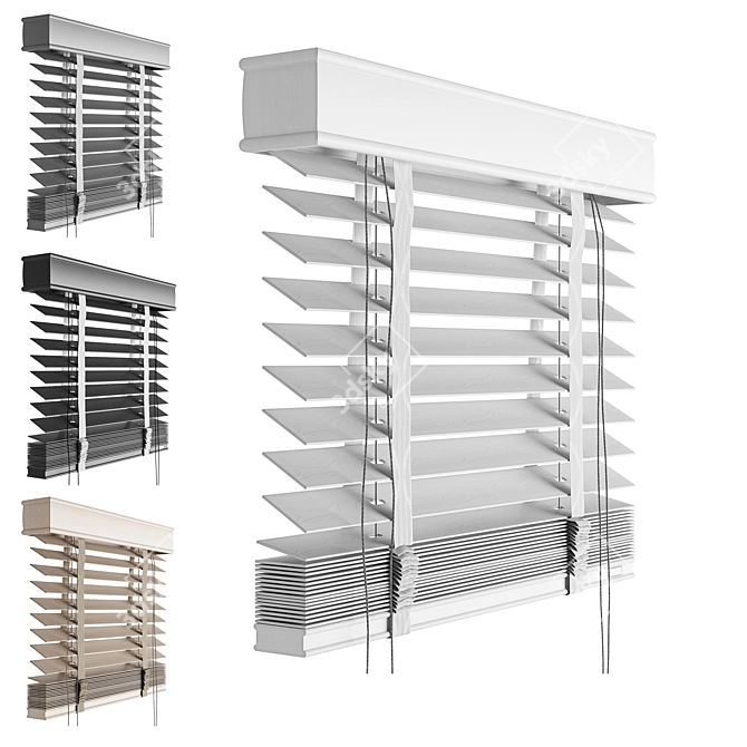 Rotating Wooden Venetian Blinds Kit 3D model image 4