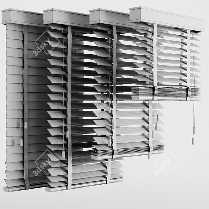 Rotating Wooden Venetian Blinds Kit 3D model image 5