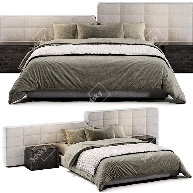 Modern Lawrence Bed 3D Model 3D model image 1