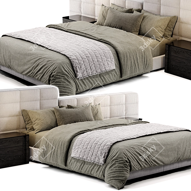 Modern Lawrence Bed 3D Model 3D model image 2